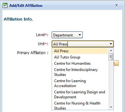 Screenshot of Research Portal